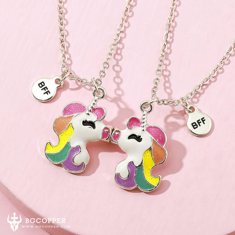 Cute and exquisite unicorn good friend magnet magnet necklace