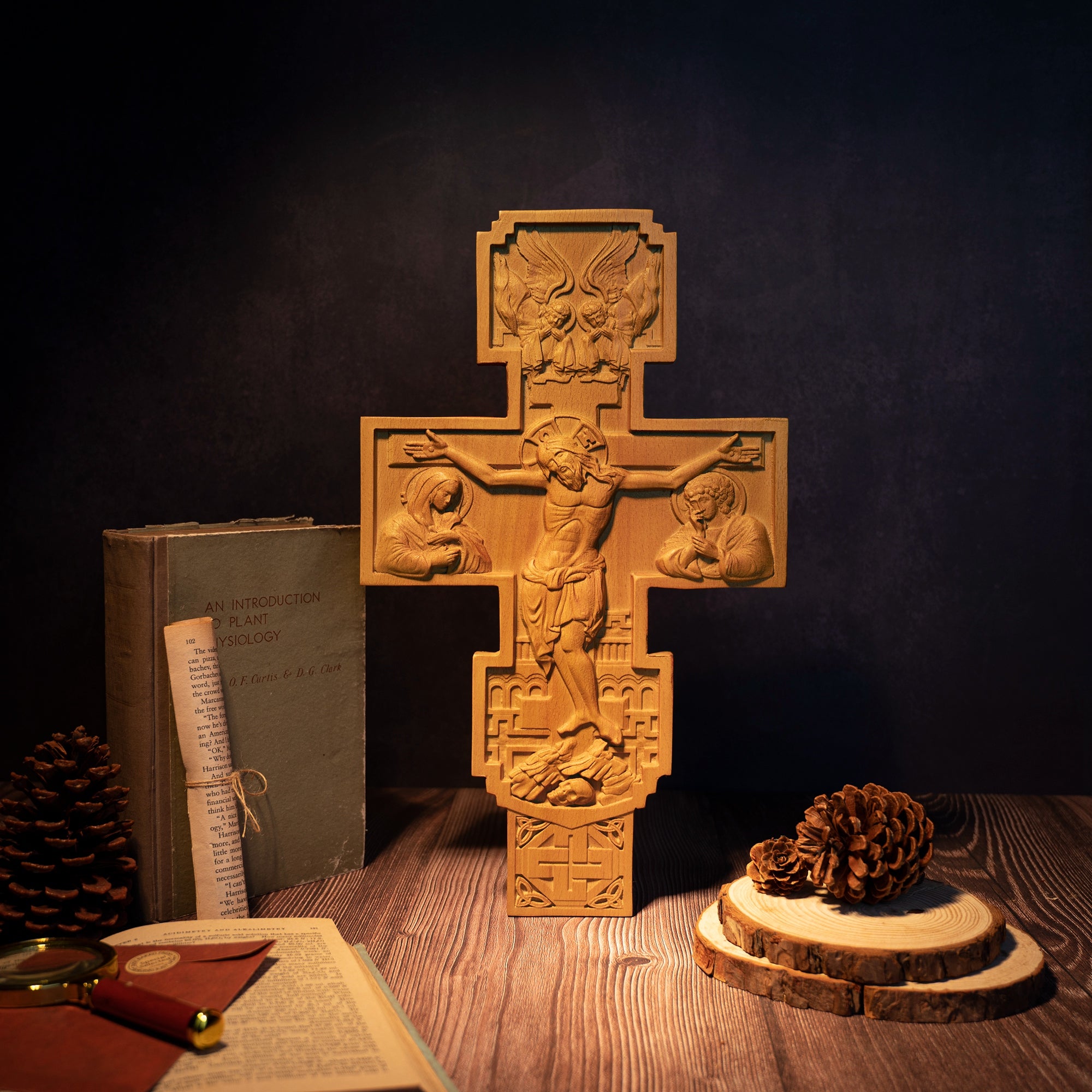 Ash wood Crucifix ，Jesus Christ, wooden Cross gift of love