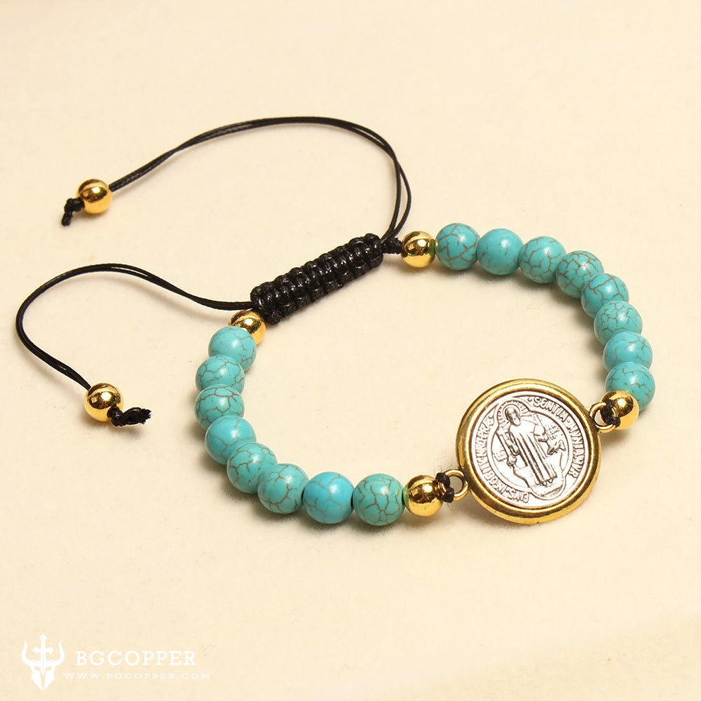 Saint Benedict bracelet with heishi beads