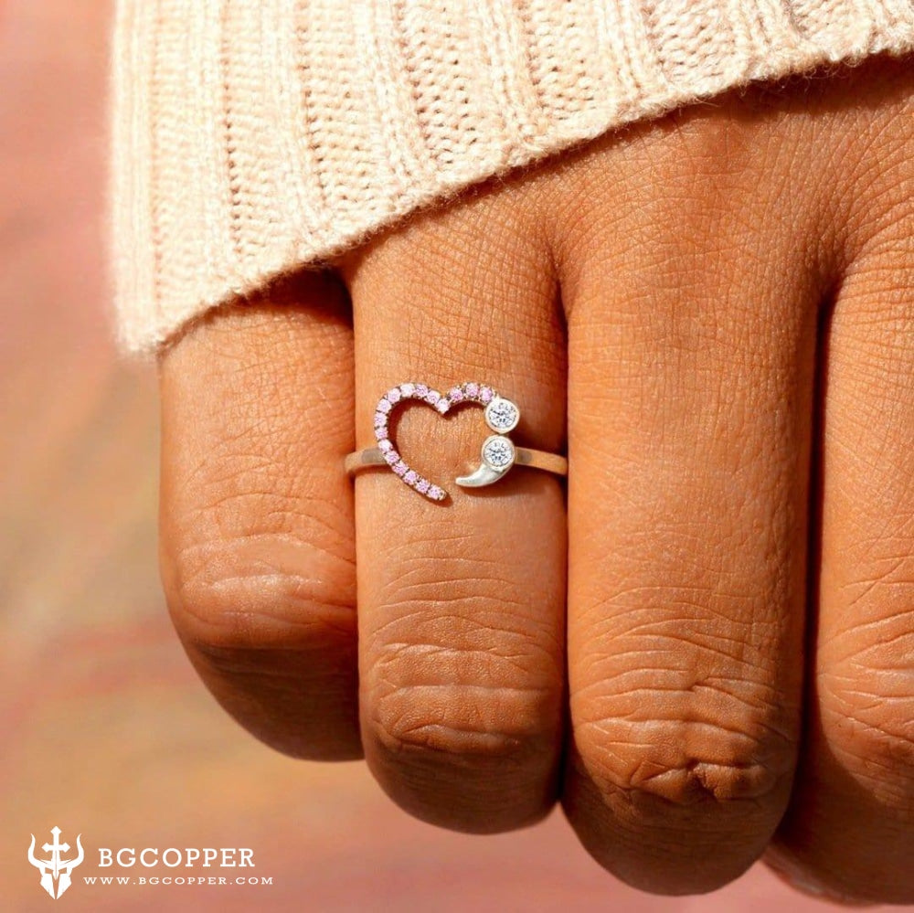 Heart semicolon ring sterling silver sale