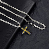 Lava Cross Pendant Necklace Titanium Chain