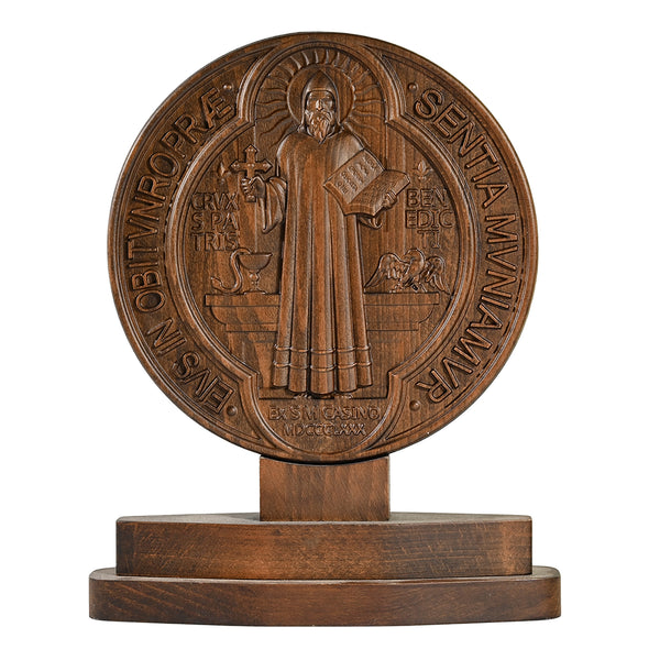 Saint Benedict Double Side Tabletop Plaque