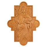 God Shepherd Religious Gift Wood Carving Cross Christian Wall Art