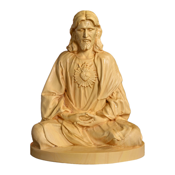 Jesus Meditation Wooden Statue Tabletop Ornament