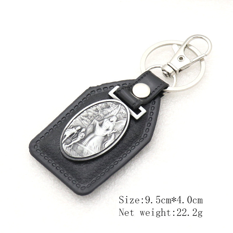Sterling Silver And Leather Key Fob
