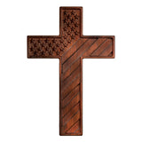 American Flag Cross - Carved in Natural Wood