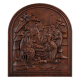 Natural beech nativity scene wood carving plaque