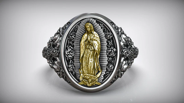 S925K Silver Our Lady of Guadalupe Ring