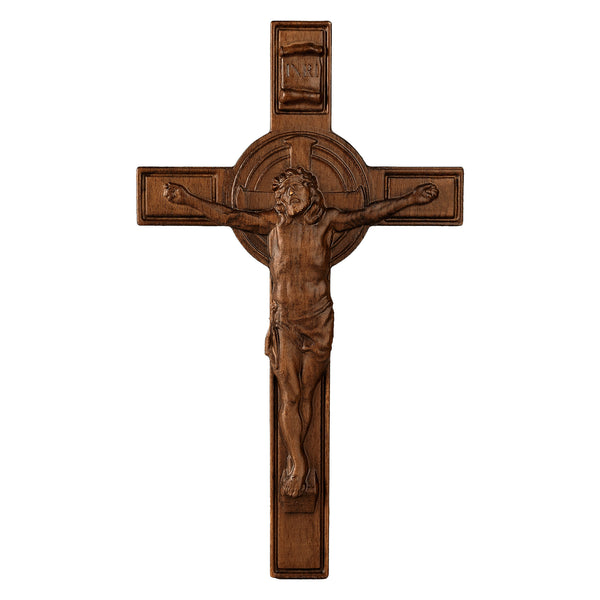 Bgcopper INRI Wood Carving Crucifix