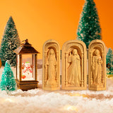 Hand-carved Portable Church - Mini Christian Triptych Altar