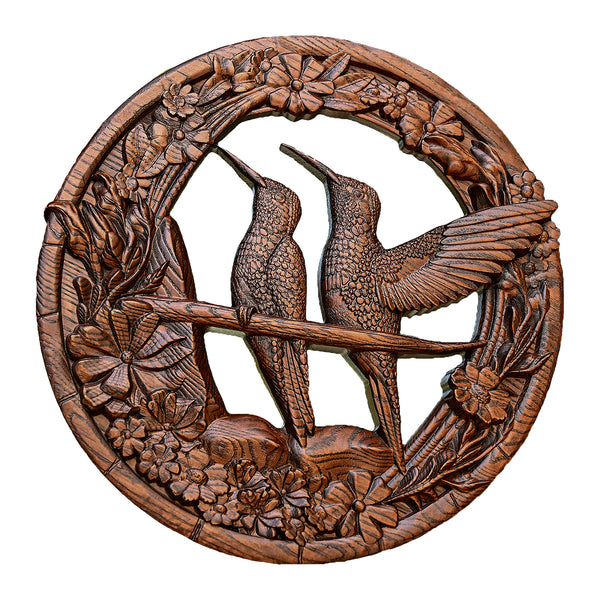 Bgcopper Natural Beauty Hummingbird Hollow Wood Carving Wall decor