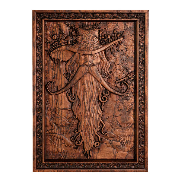 Natural Ash Magician Wood Carving Artwork