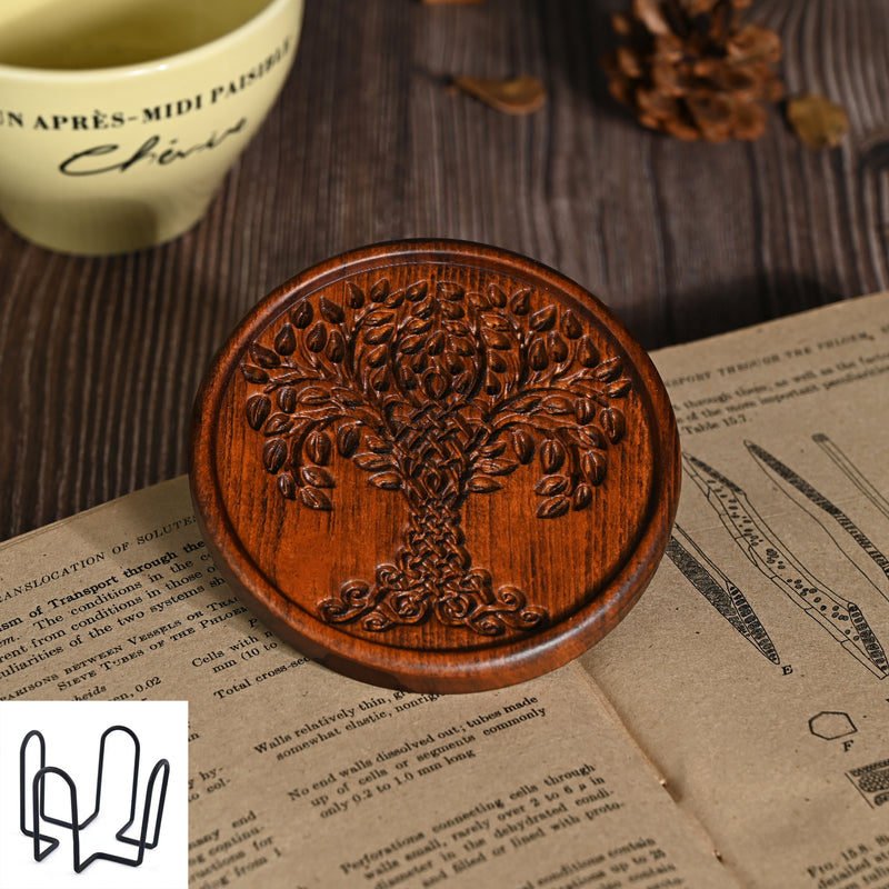 Bgcopper Wooden Tree of Life Celtic Cross Coasters