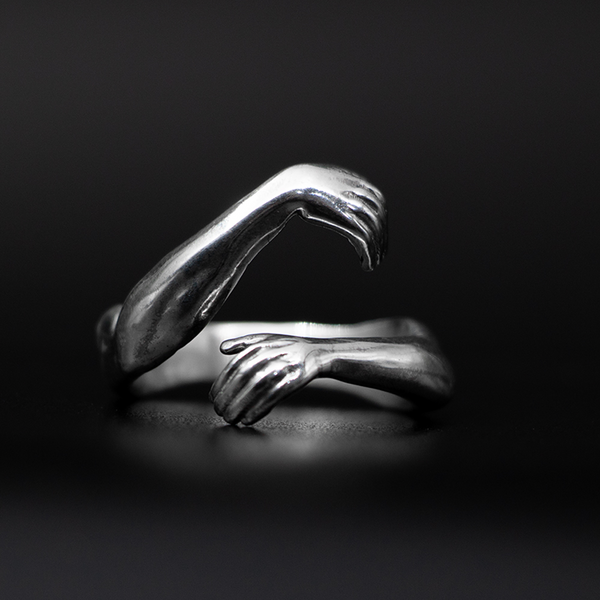 S925K Silver Embrace Gesture Ring