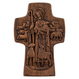 Good Shepherd Crucifix Wood Carving Religious Gift - Endless Care and Guidance