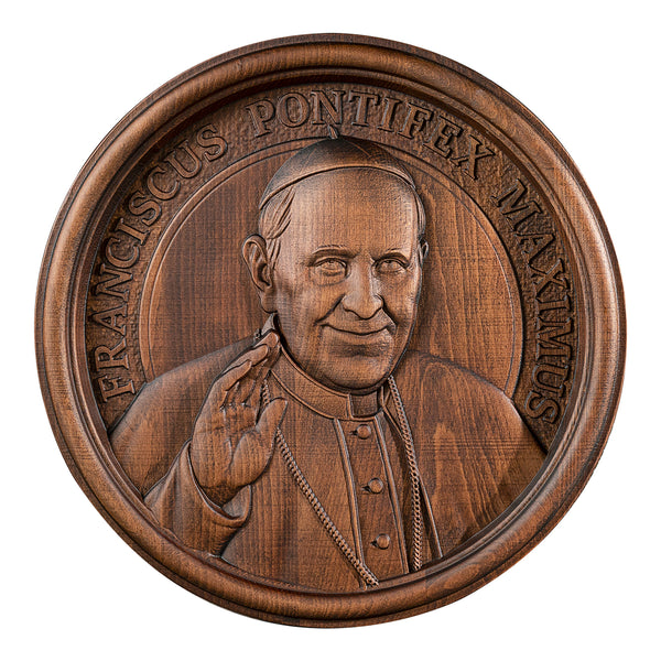 Pope Francis Religious Icon Wooden Sculpture