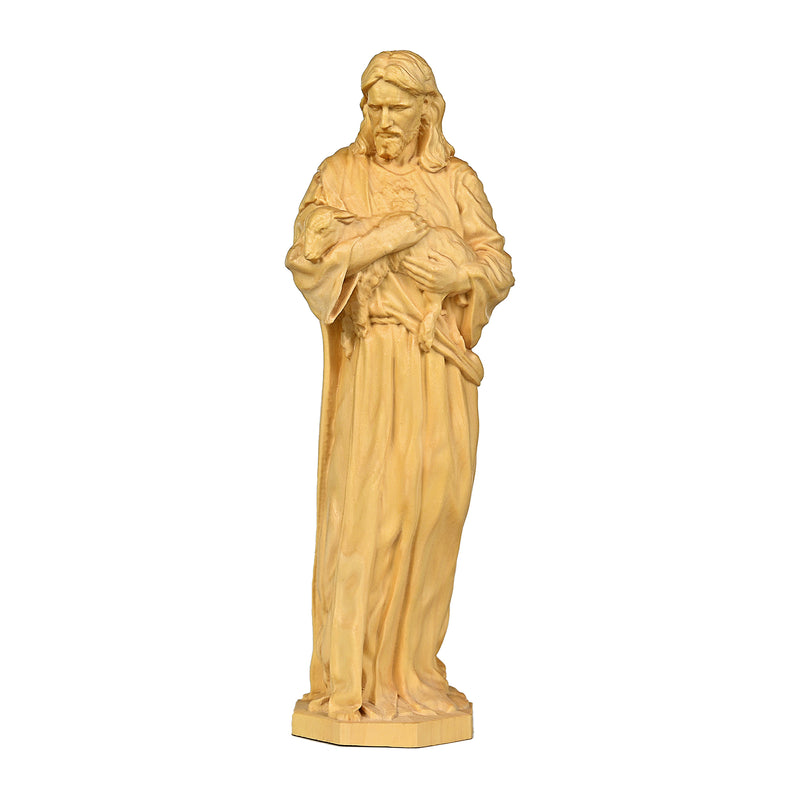 Jesus Goat Wooden Round Carved Tabletop Ornament