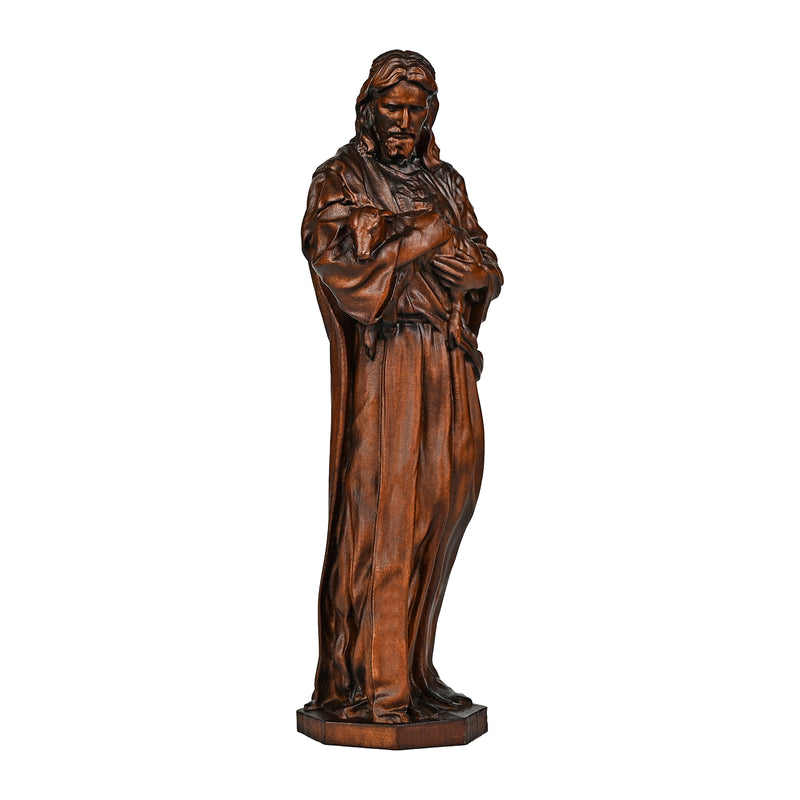 Jesus Goat Wooden Round Carved Tabletop Ornament