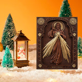 The Sacred Heart and Divine Mercy Jesus Christ Wood Wall Plaque