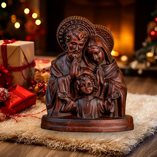 Holy Family Round Wooden Tabletop Ornament