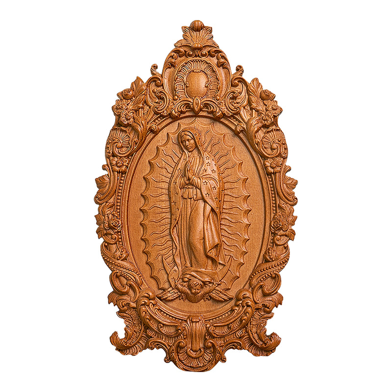 2023 New Religious gift with rich details of the wooden statue of Our Lady of Guadalupe