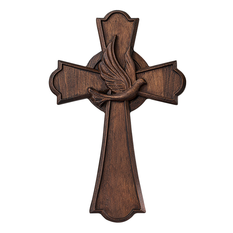 Holy Spirit Cross Wooden Hand Carved Cross for Wall Decor, Religious Gift Cross