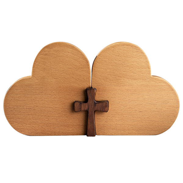 Double Heart Cross Wooden Ornament - Fill the Home with Love