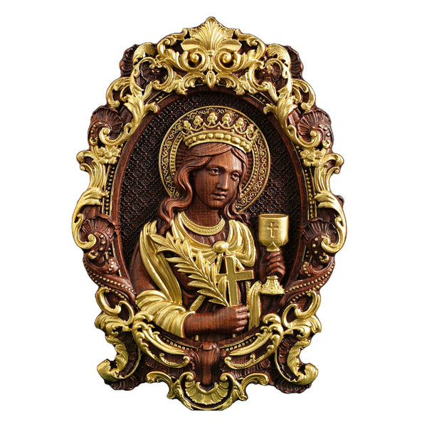 St. Barbara, patron saint of artillery, wood sculpture