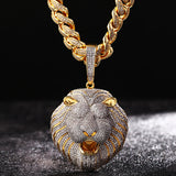 18K Gold Plated Pendant with Bling Cuban Chain Lion King Pendant Necklace for Men, Cubic Zirconia