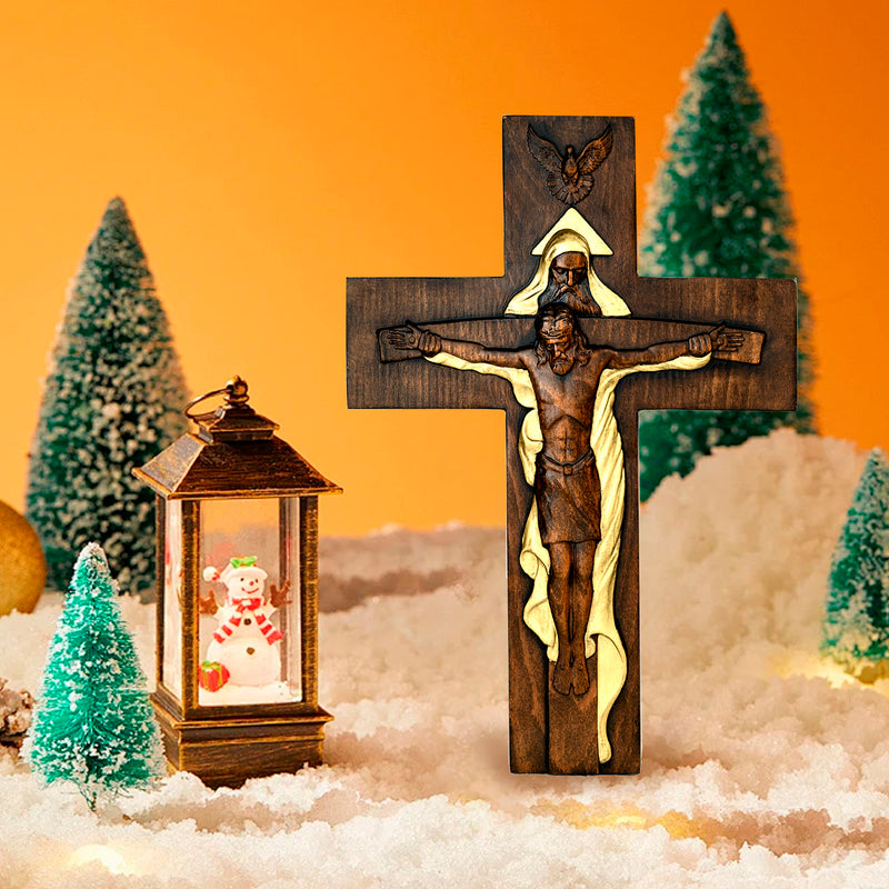 Bgcopper Holy Trinity Crucifix Wood Decor