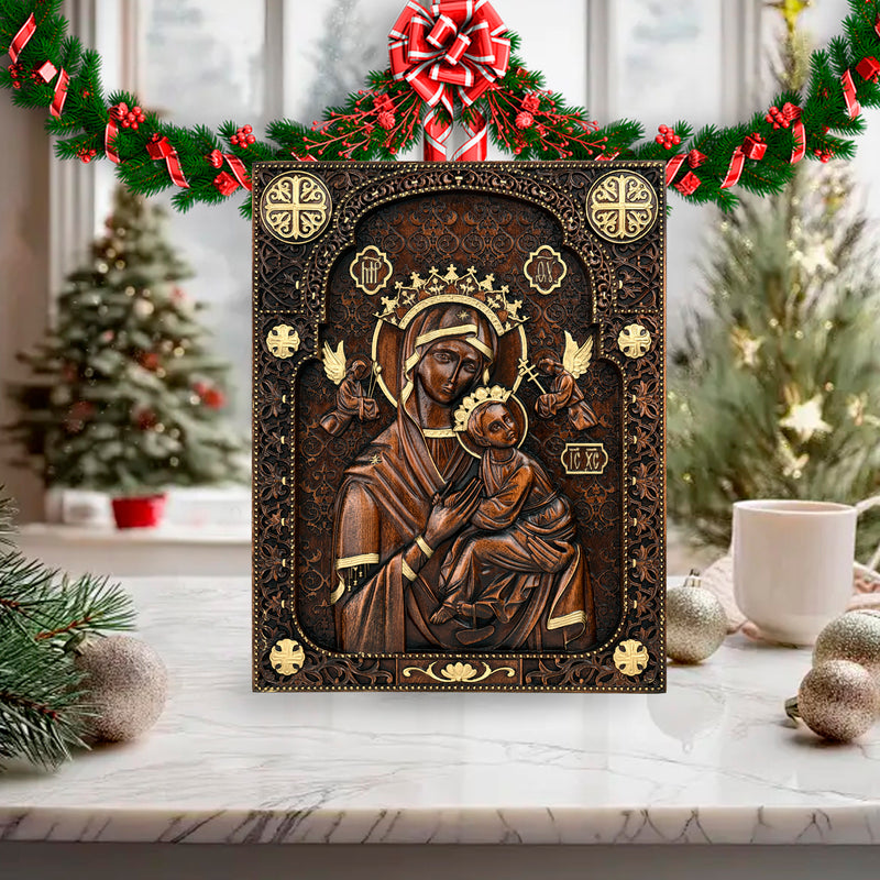 Our Lady of Perpetual Help Wood Carving Wall Decor Gift