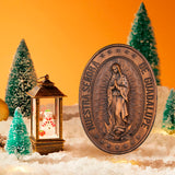 Retro Color Our Lady of Guadalupe Wood Carving -The patron saint of Mexico, America and unborn children