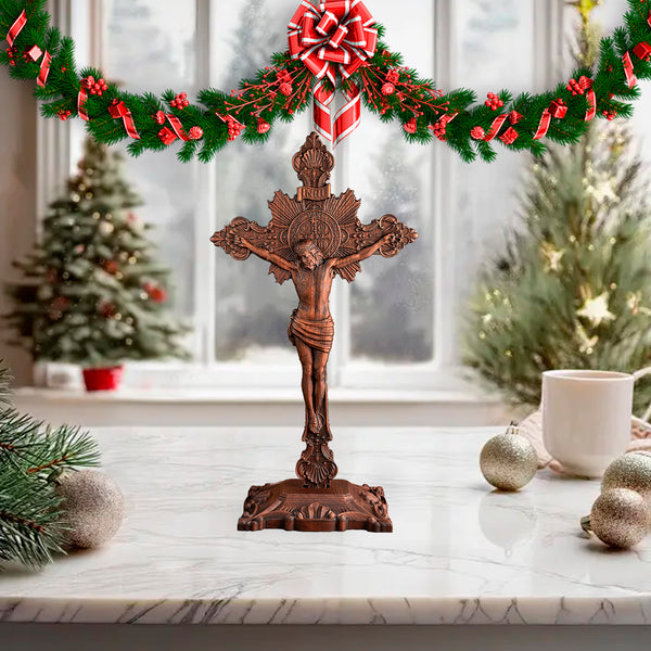 St. Benedict Exorcism Cross wood carved - Bless you and your family