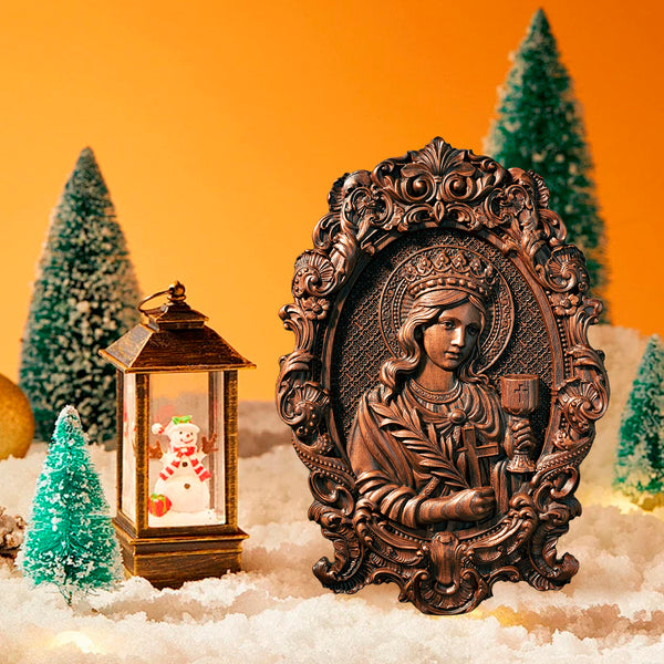 St. Barbara, patron saint of artillery, wood sculpture