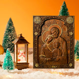 Holy family Nativity Wood Carving Gift Religious Byzantine Icon