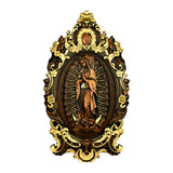 Religious gift with rich details of the wooden statue of Our Lady of Guadalupe