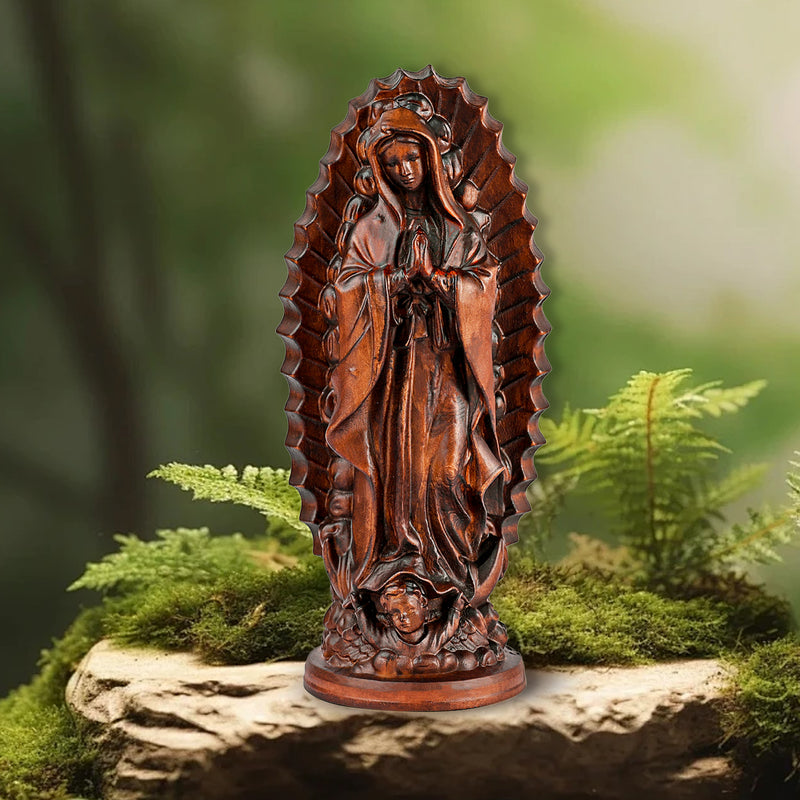 Our Lady of Guadalupe Round Wooden Tabletop Ornament