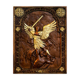 Archangel Michael natural solid wood religious wood carving - The Holy Sword Slays Demons