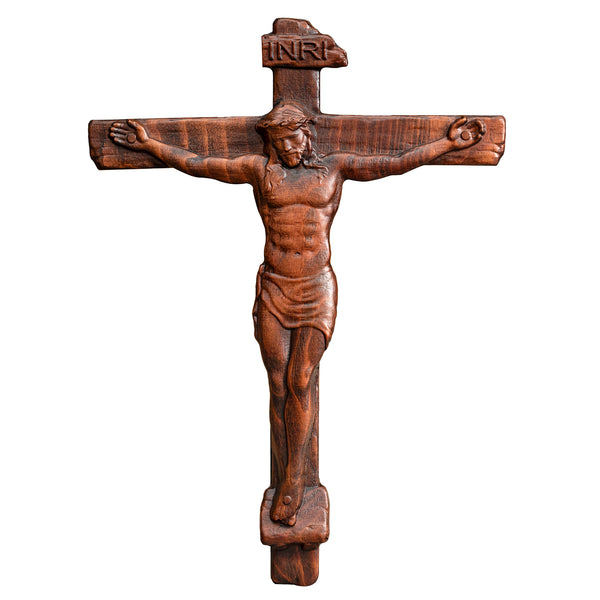 Wood wall Crucifix, Jesus Christ Cross, wooden Cross gift of love (Add a dollar and get a free necklace!)