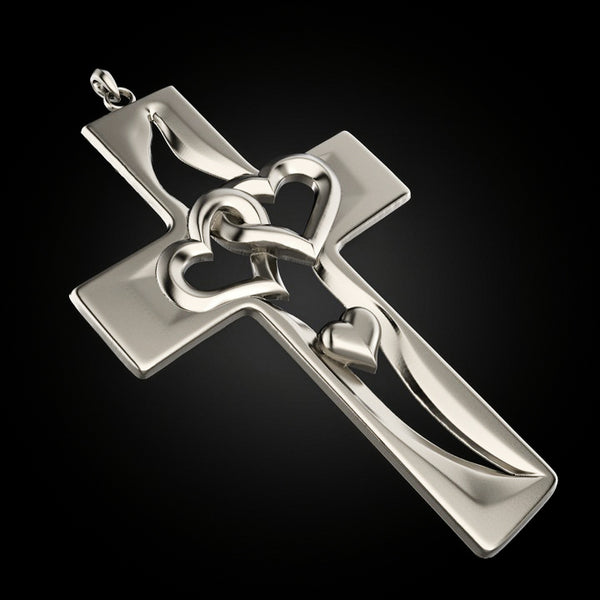 S925K Silver Intertwined Heart Cross Necklace