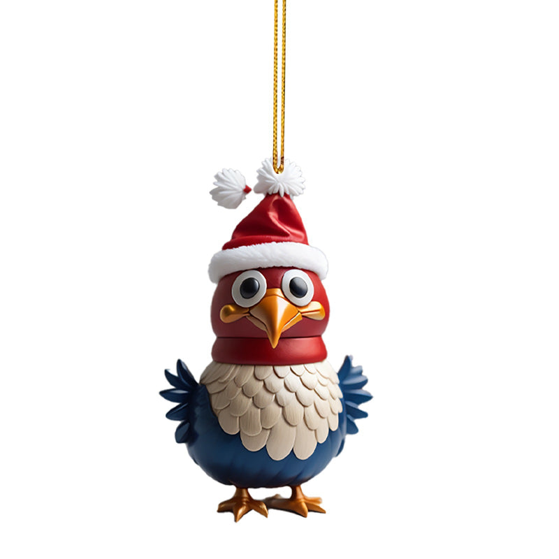 Creative Cute Animal Chicken Christmas Hanging Christmas Birds Car Hanging Home Christmas Tree Decorations