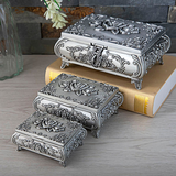 Zinc alloy large capacity embossed rose with latch jewelry box storage desktop ornaments