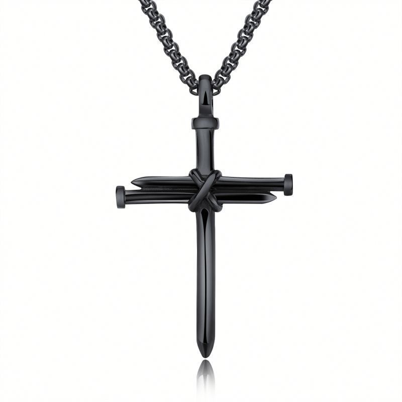 Stainless Steel Gold, Silver and Black Cross Necklace – BGCOPPER