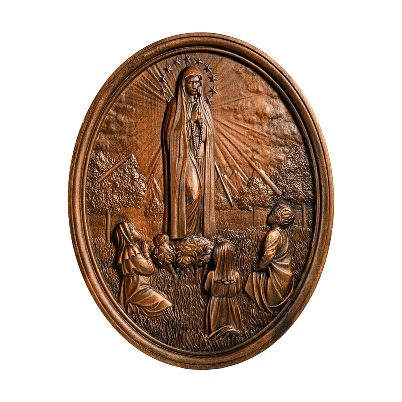 Our Lady of Fatima Wood Carving Decoration - Virgin Wall Pendant