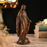 Hand Carved Sacred Heart of Jesus Virgin Mary Wooden Tabletop Ornament