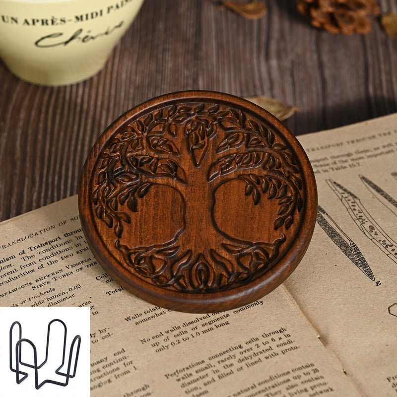 Bgcopper Wooden Tree of Life Celtic Cross Coasters