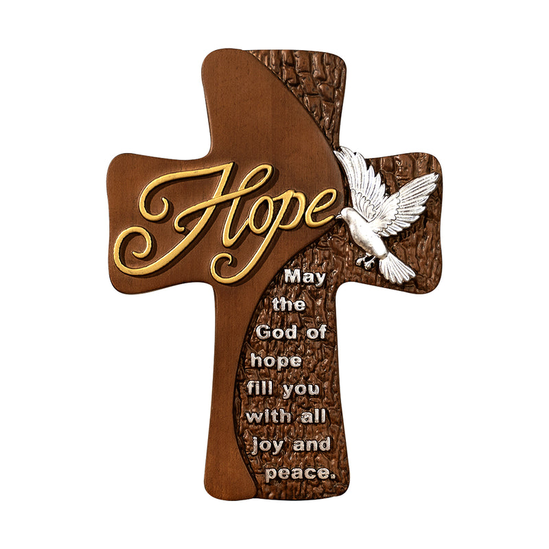 Ornate "Love" "Faith" "Hope" Wooden Cross, Solid Wood Cross