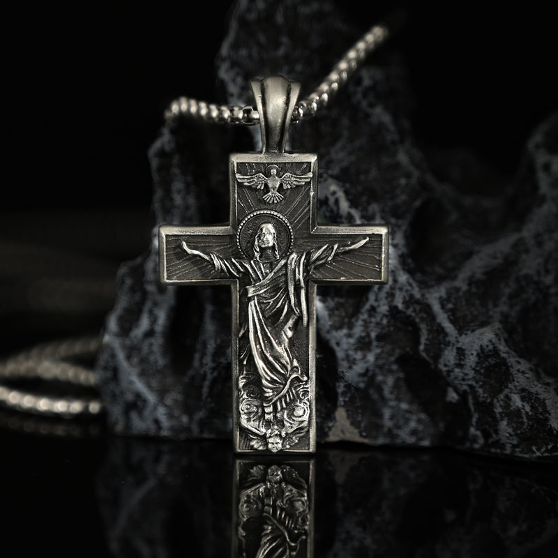 Pure Tin Ascension Cross Necklace