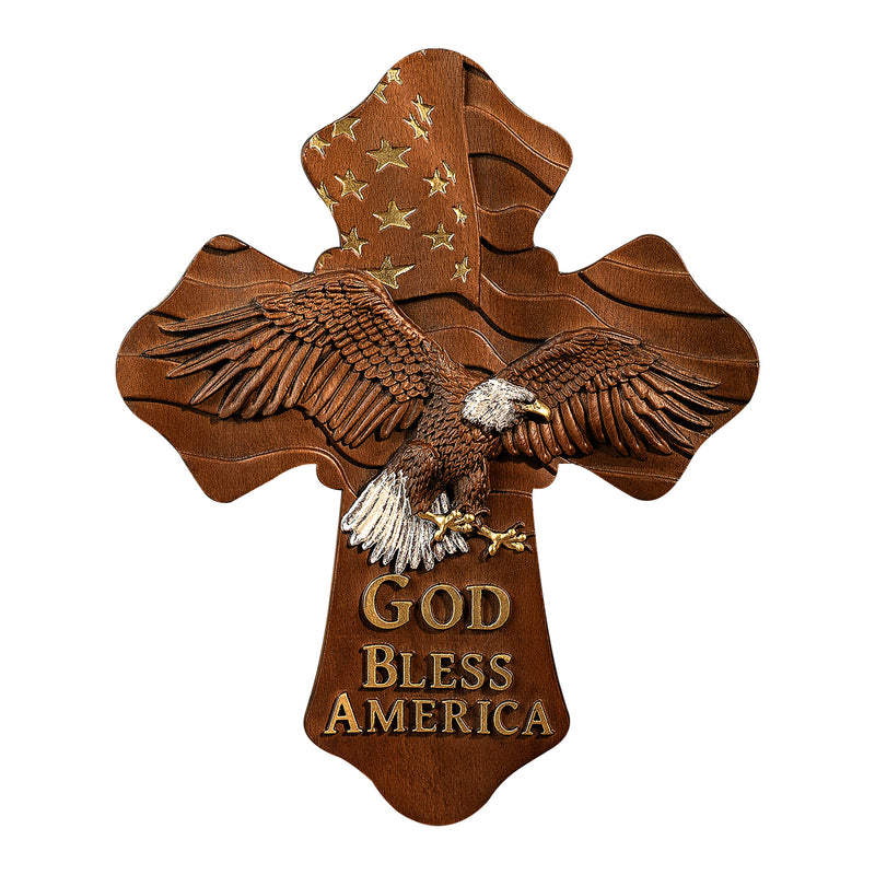 American Eagle Wooden Cross - God Bless America