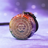 Day Day Up Orgonite Pendant Om Symbol Luminous Necklace Chakra Healing Energy Necklace Meditation Jewelry 1.38 inch